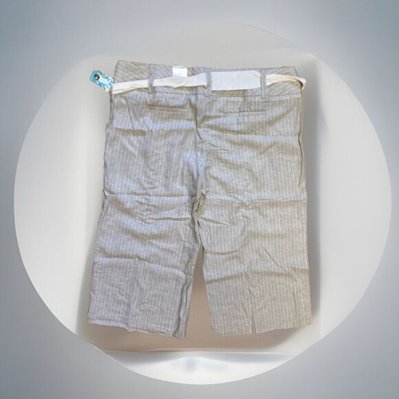 Maurices Women's Linen Blend Capri Pants Belted‎ 15/16 Pin Stripped - Picture 3 of 7